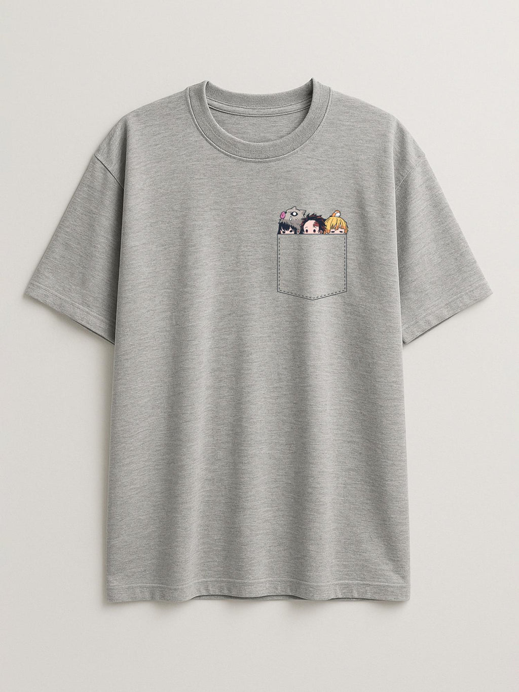 Demon Slayer - Pocket Slayers - Regular/Oversized T-shirt Oversized Light Heather Gray by inspire.inc