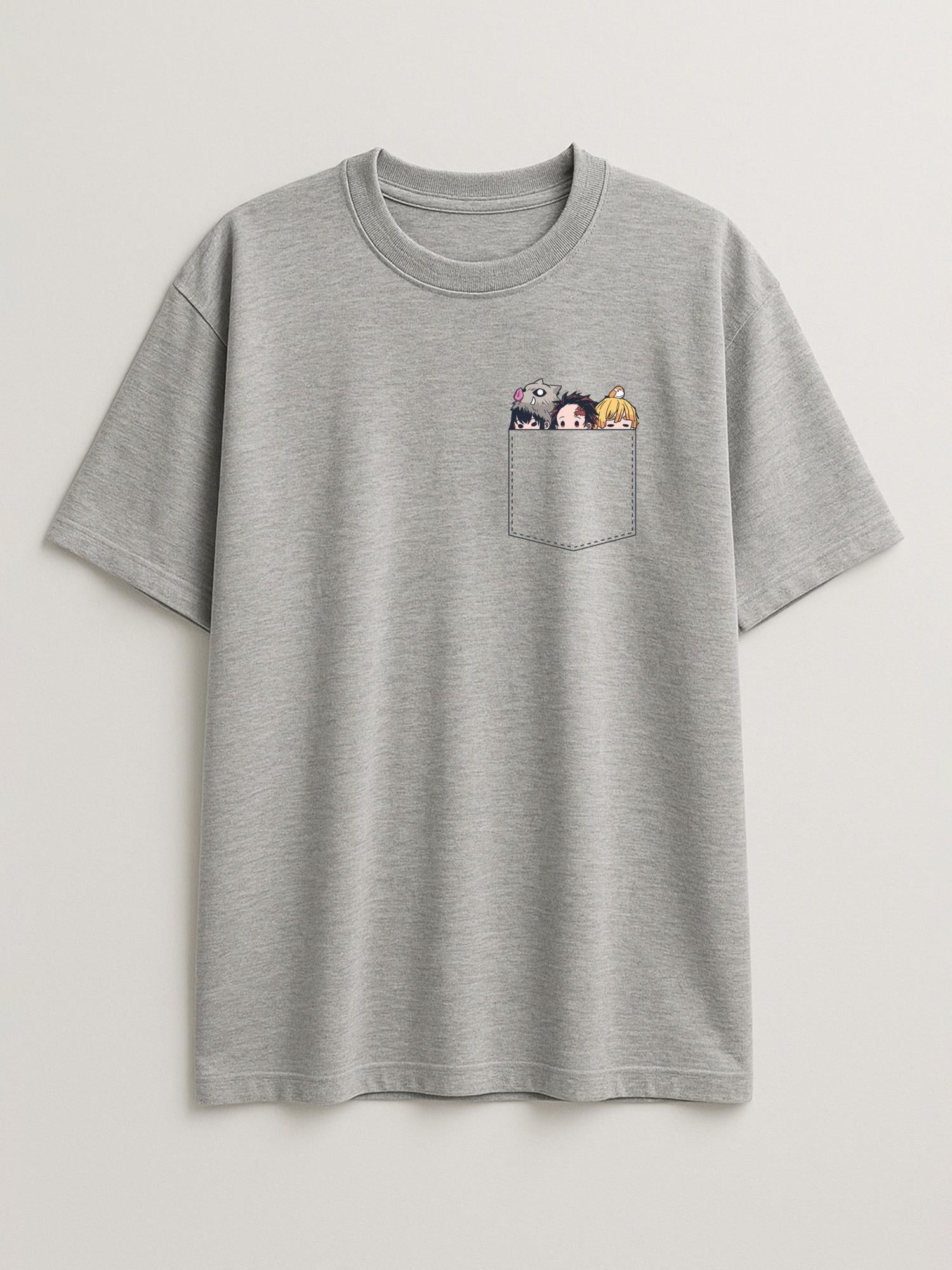 Demon Slayer - Pocket Slayers - Regular/Oversized T-shirt Oversized Light Heather Gray by inspire.inc