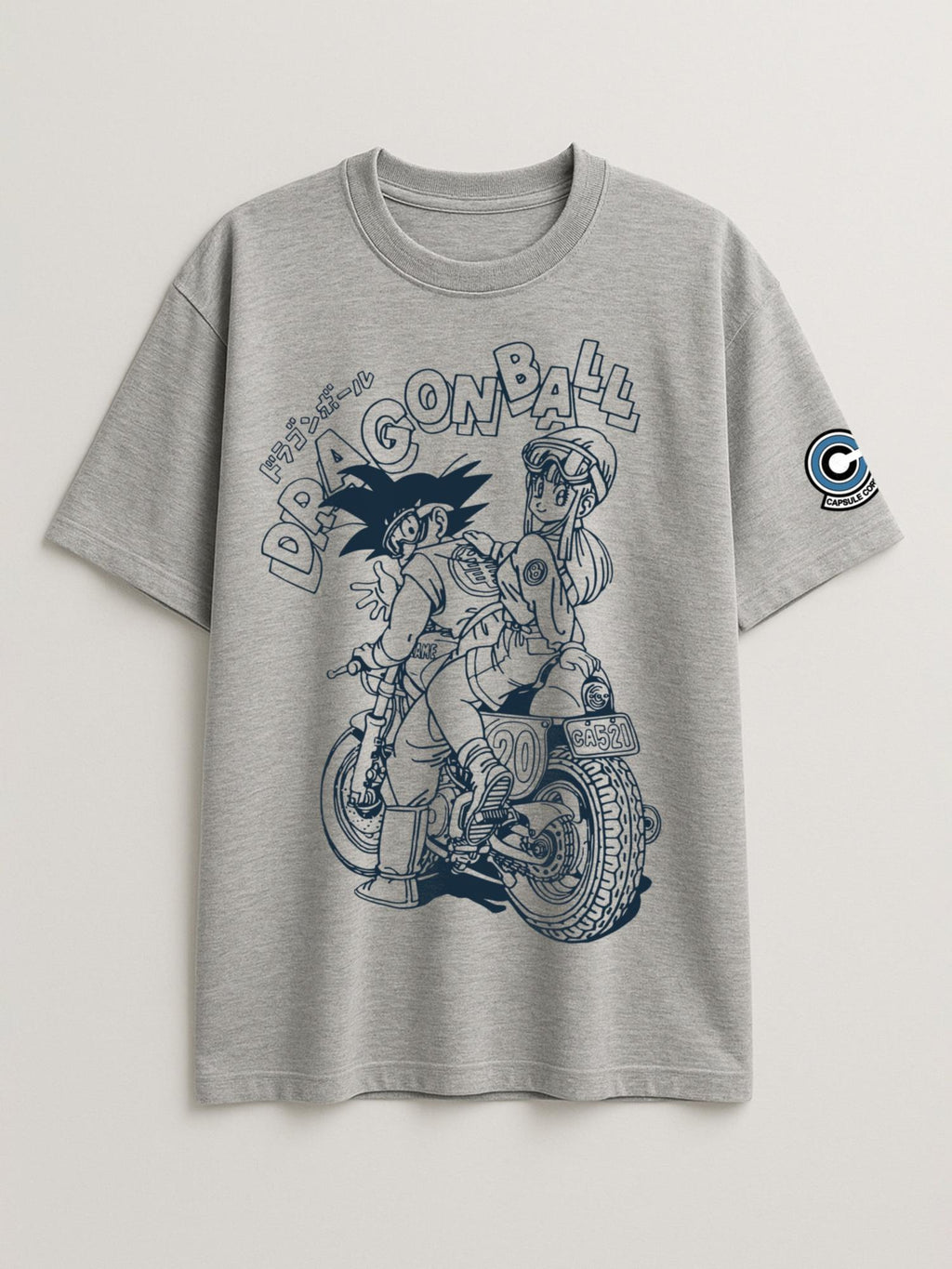 Dragon Ball - Goku and Bulma Bike Ride - Regular/Oversized T-shirt Oversized Light Heather Gray by inspire.inc