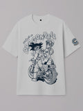 Dragon Ball - Goku and Bulma Bike Ride - Regular/Oversized T-shirt Oversized White by inspire.inc