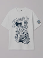 Dragon Ball - Goku and Bulma Bike Ride - Regular/Oversized T-shirt Oversized White by inspire.inc