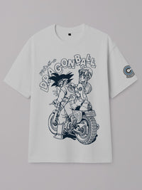 Dragon Ball - Goku and Bulma Bike Ride - Regular/Oversized T-shirt Oversized White by inspire.inc