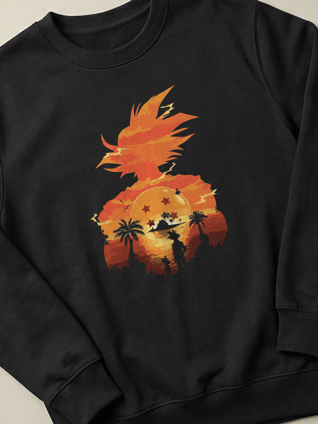 Dragon Ball - Kame Sunset - Regular/Oversized Sweatshirt Black close-up by inspire.inc