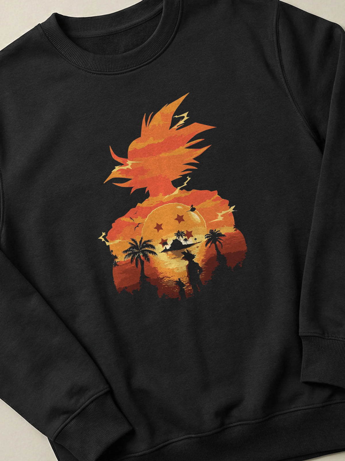 Dragon Ball - Kame Sunset - Regular/Oversized Sweatshirt Black close-up by inspire.inc