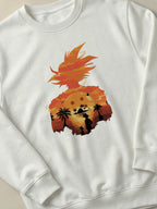 Dragon Ball - Kame Sunset - Regular/Oversized Sweatshirt White close-up by inspire.inc