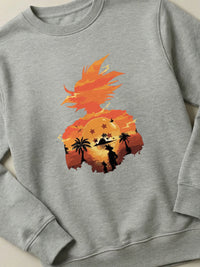 Dragon Ball - Kame Sunset - Regular/Oversized Sweatshirt Gray close-up by inspire.inc
