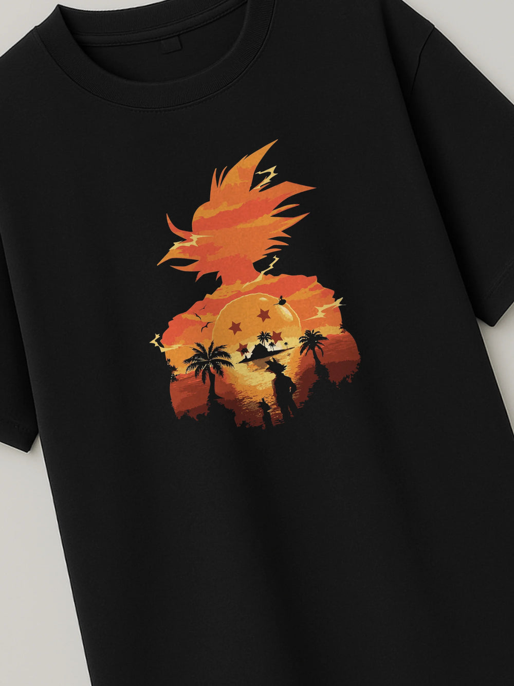 Dragon Ball - Kame Sunset - Regular/Oversized T-shirt Black close-up by inspire.inc