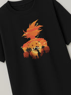 Dragon Ball - Kame Sunset - Regular/Oversized T-shirt Black close-up by inspire.inc