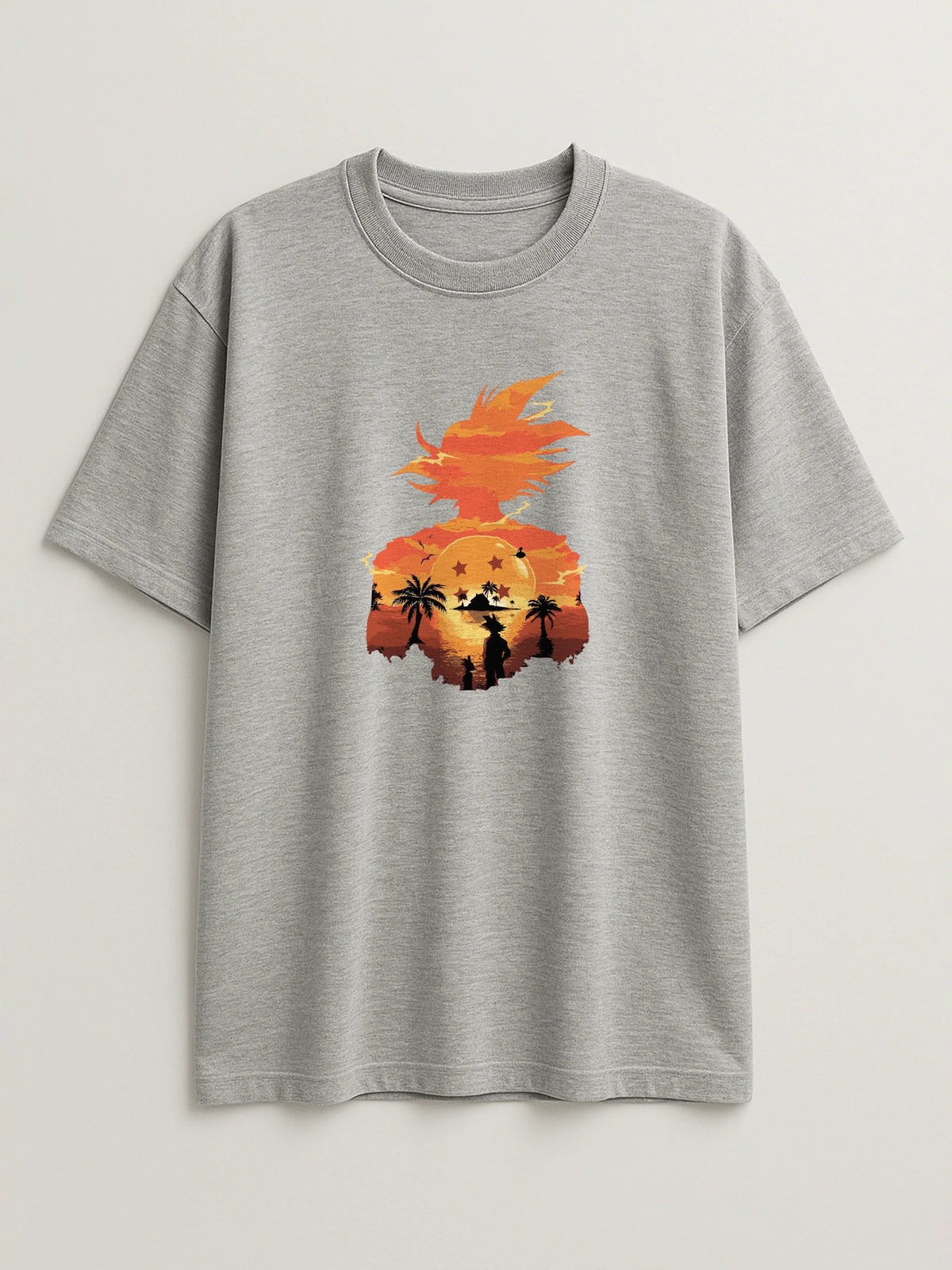 Dragon Ball - Kame Sunset - Regular/Oversized T-shirt Light Heather Gray by inspire.inc