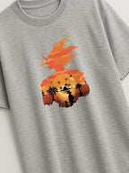 Dragon Ball - Kame Sunset - Regular/Oversized T-shirt Light Heather Gray close-up by inspire.inc