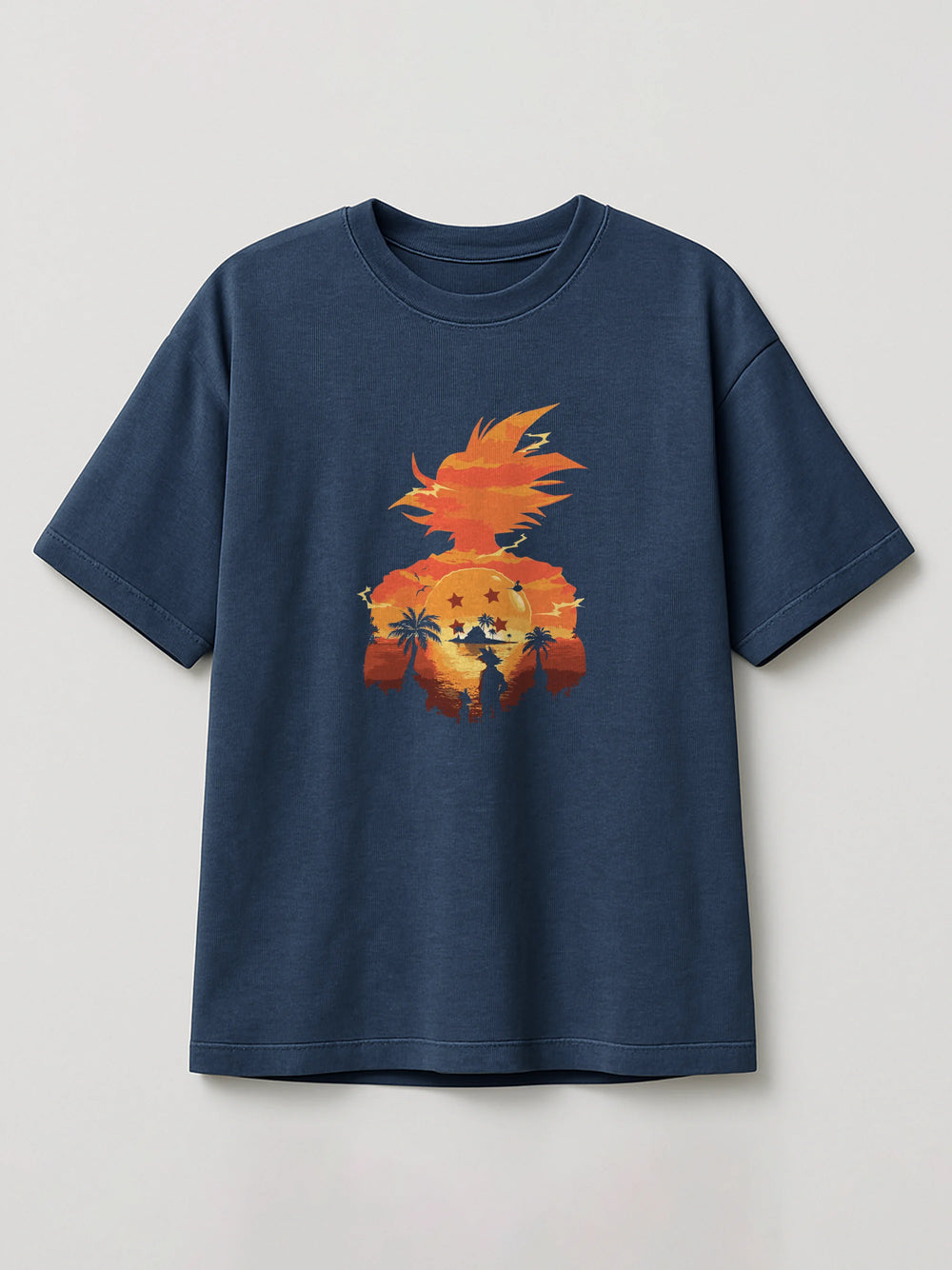 Dragon Ball - Kame Sunset - Regular/Oversized T-shirt Heather Blue by inspire.inc