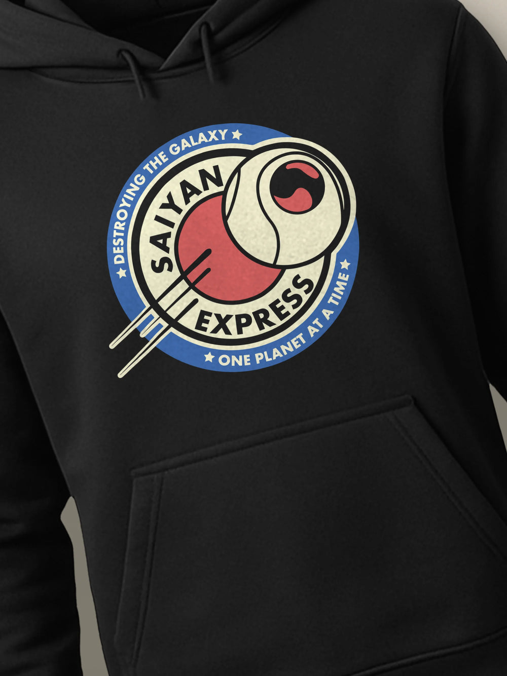 Dragon Ball - Saiyan Express - Hoodie Black close-up by inspire.inc