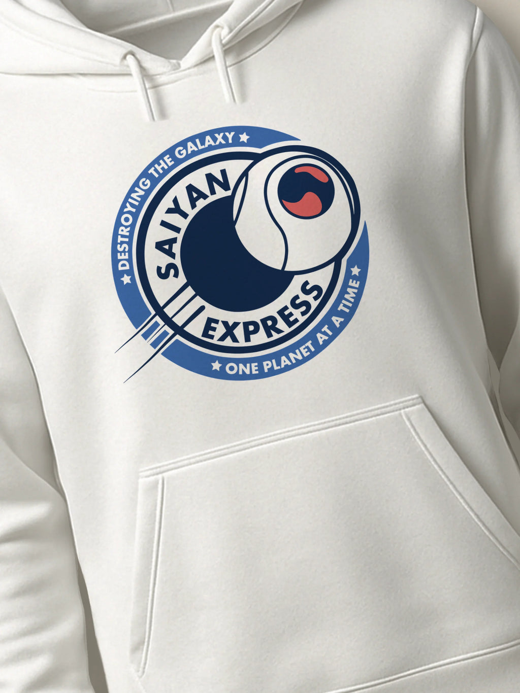Dragon Ball - Saiyan Express - Hoodie White close-up by inspire.inc