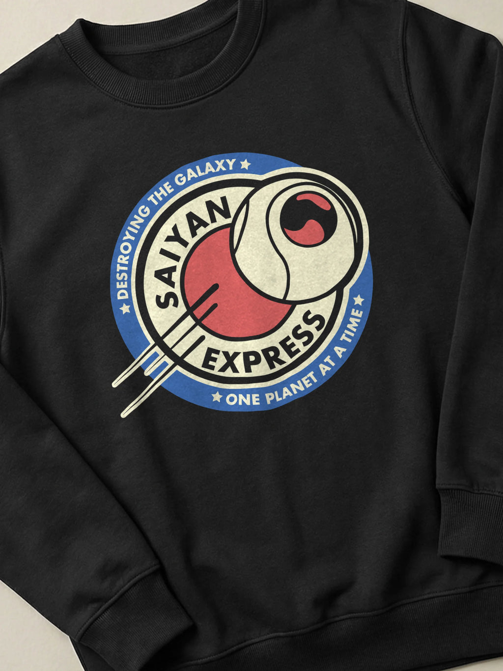 Dragon Ball - Saiyan Express - Regular/Oversized Sweatshirt Black close-up by inspire.inc