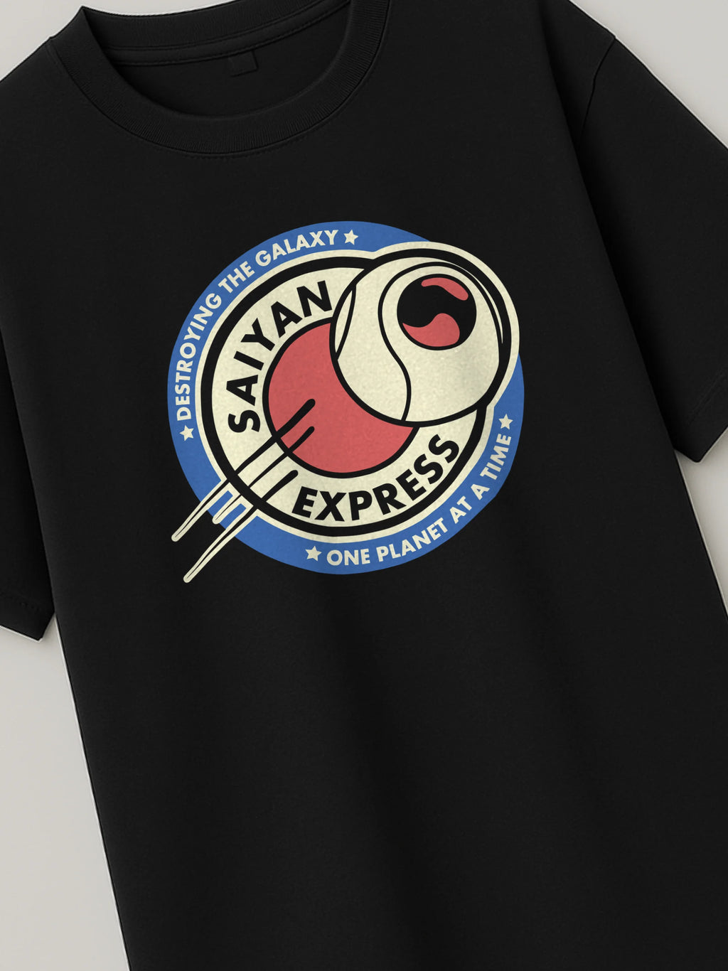 Dragon Ball - Saiyan Express - Regular/Oversized T-shirt Black close-up by inspire.inc