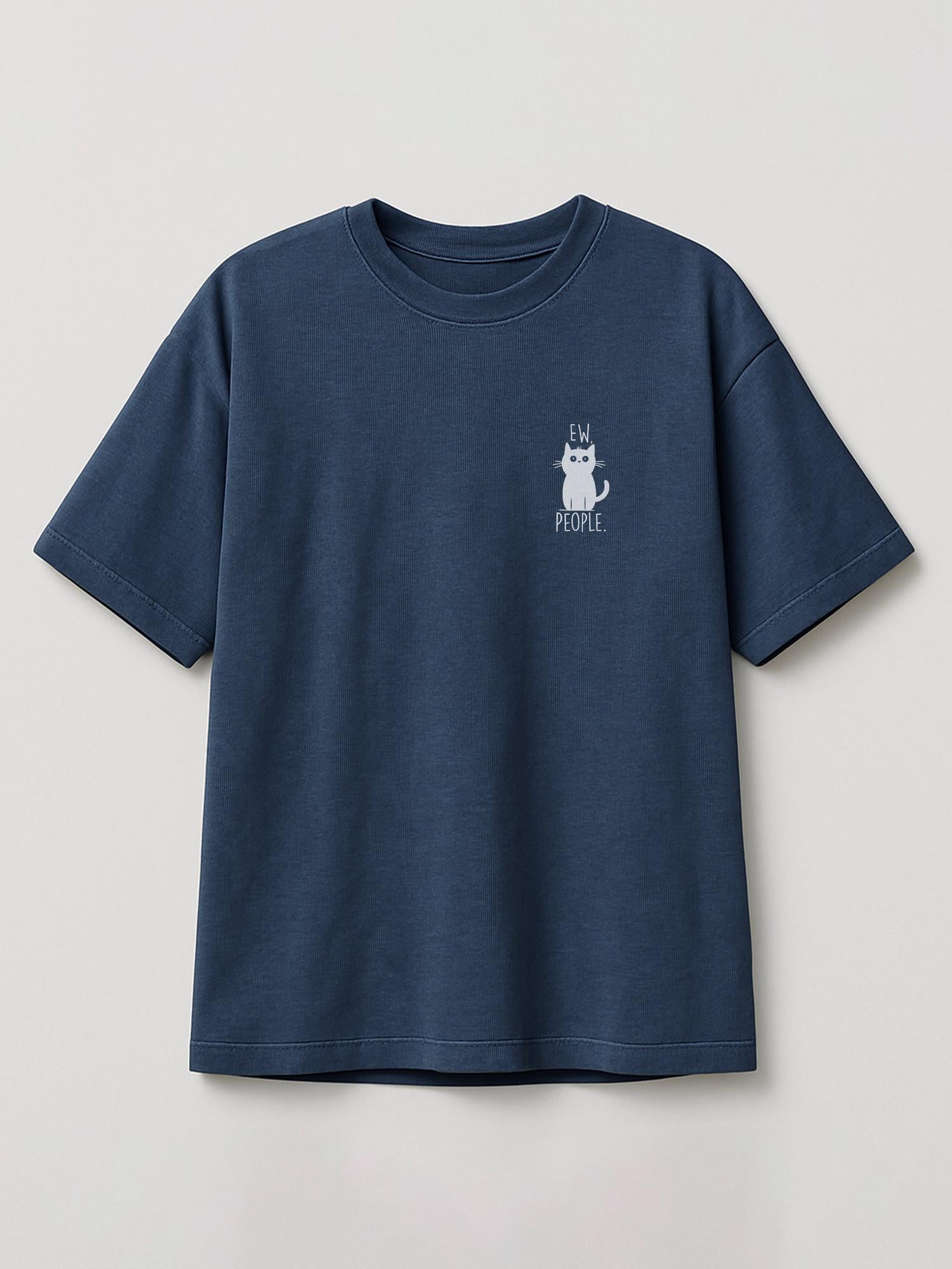 Ew, People Cat - Regular/Oversized T-shirt Oversized Heather Blue by inspire.inc