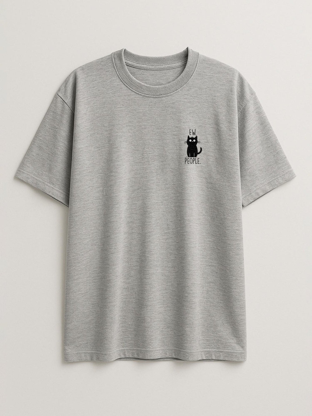 Ew, People Cat - Regular/Oversized T-shirt Oversized Light Heather Gray by inspire.inc