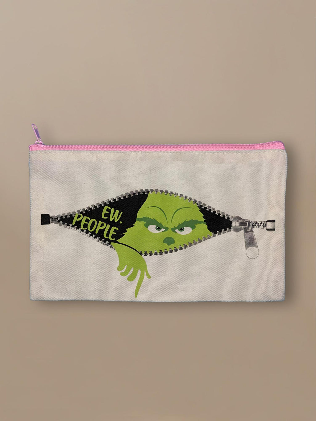 Ew, People Grinch - Zipper Pouch Pink by inspire.inc