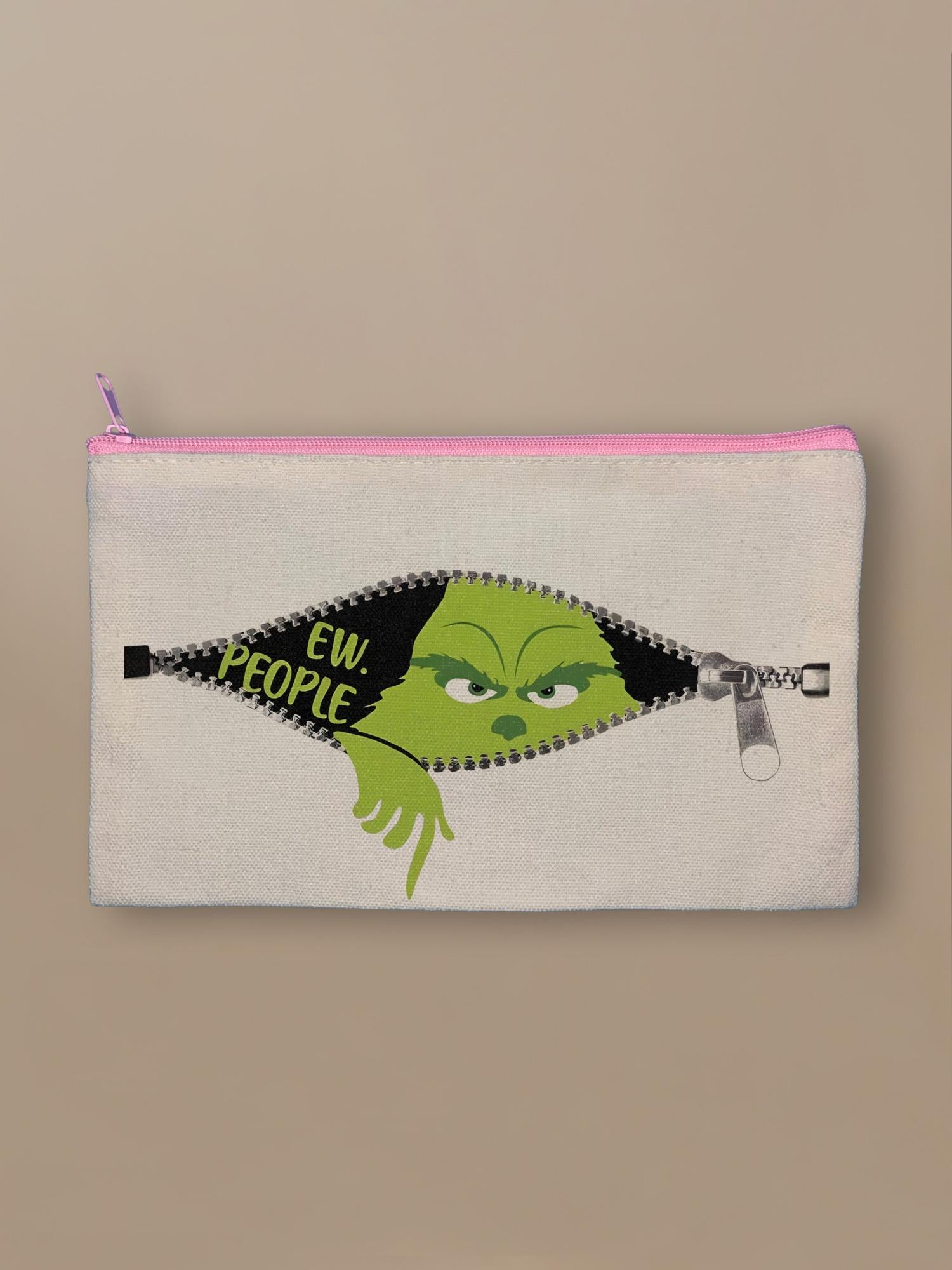 Ew, People Grinch - Zipper Pouch Pink by inspire.inc