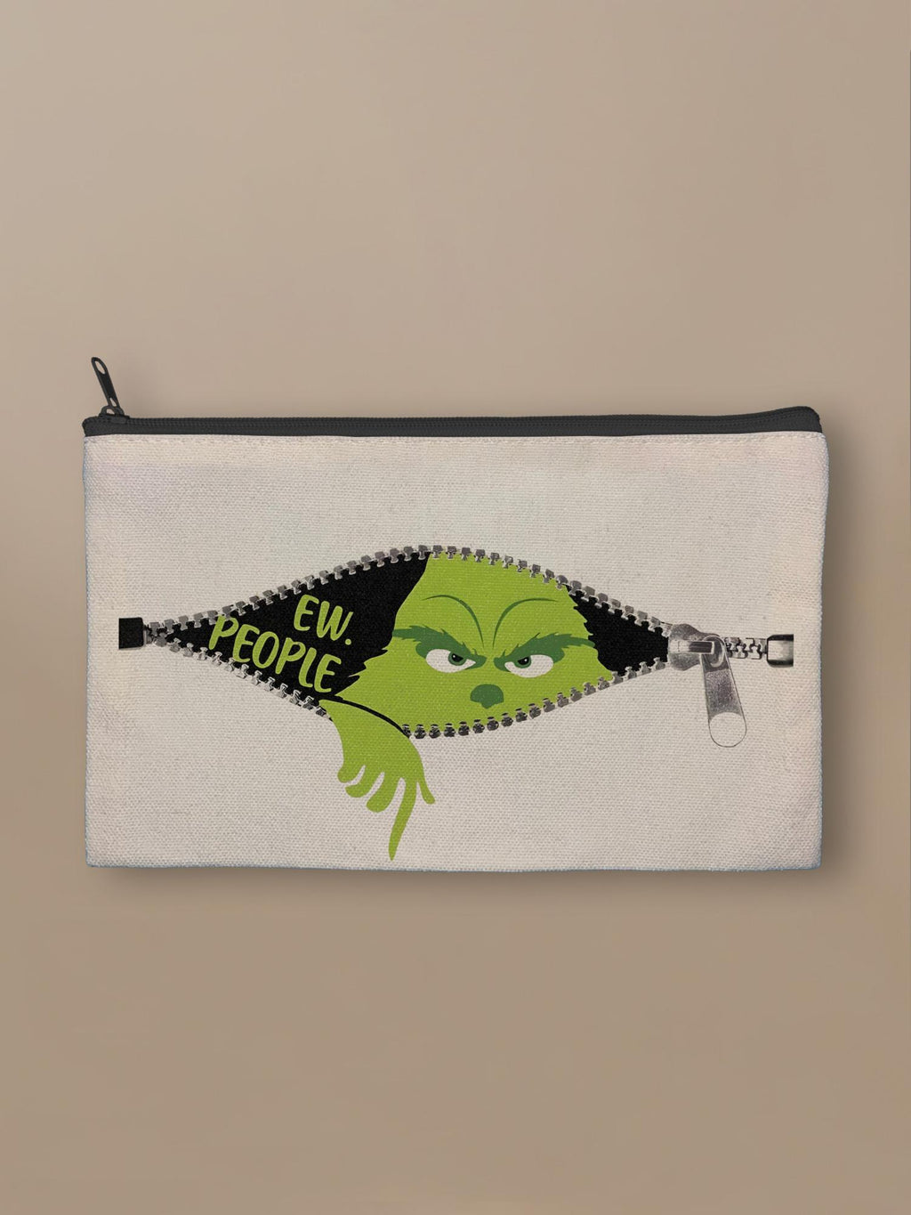 Ew, People Grinch - Zipper Pouch Black by inspire.inc