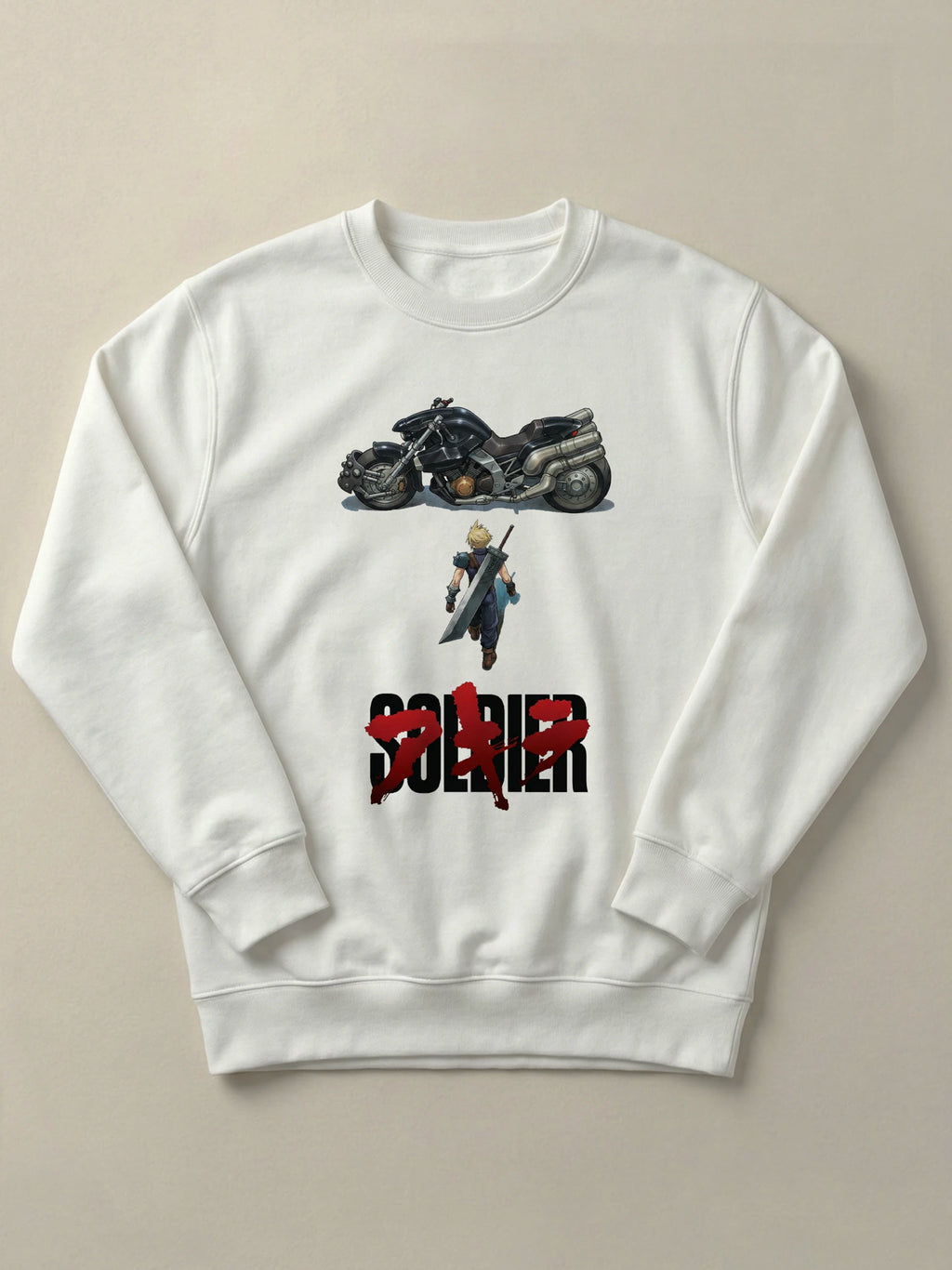 FFVII x Akira - Cloud Strife - Regular/Oversized Sweatshirt Regular White by inspire.inc