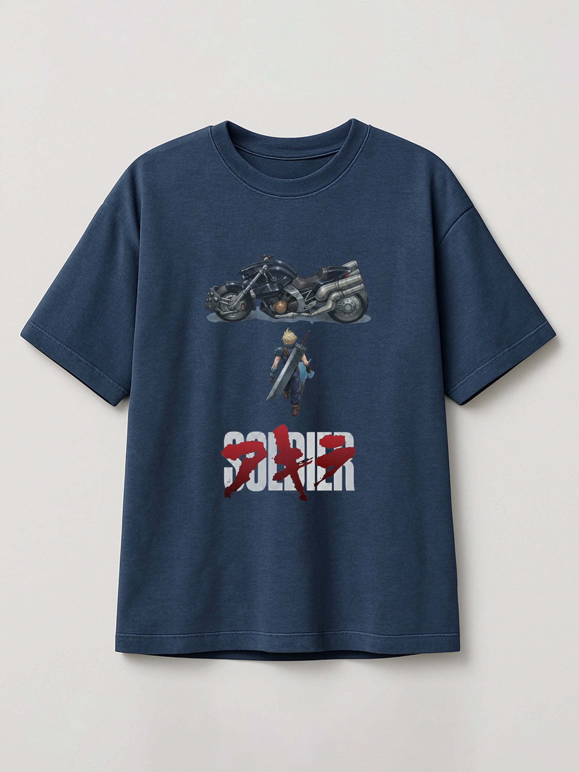 FFVII x Akira - Cloud Strife - Regular/Oversized T-shirt Oversized Heather Blue by inspire.inc
