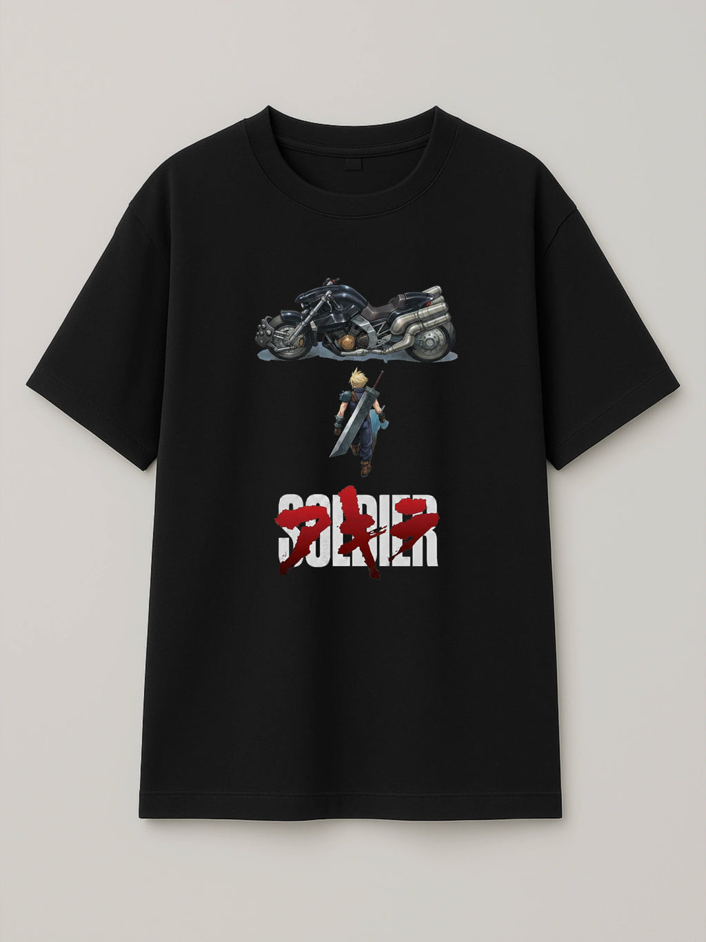 FFVII x Akira - Cloud Strife - Regular/Oversized T-shirt Oversized Black by inspire.inc