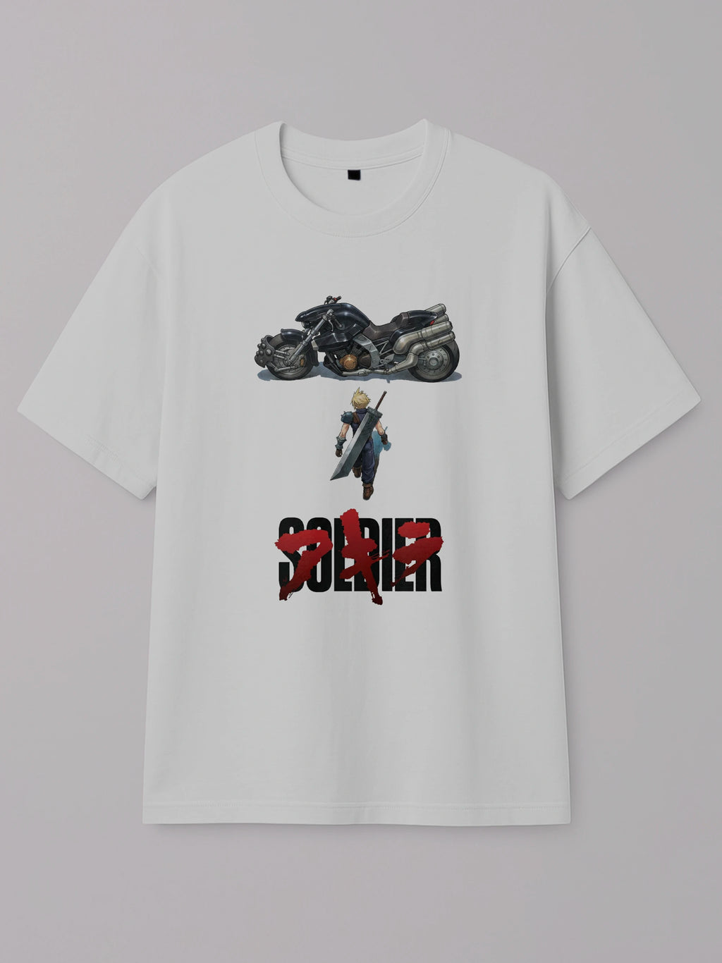 FFVII x Akira - Cloud Strife - Regular/Oversized T-shirt Oversized White by inspire.inc