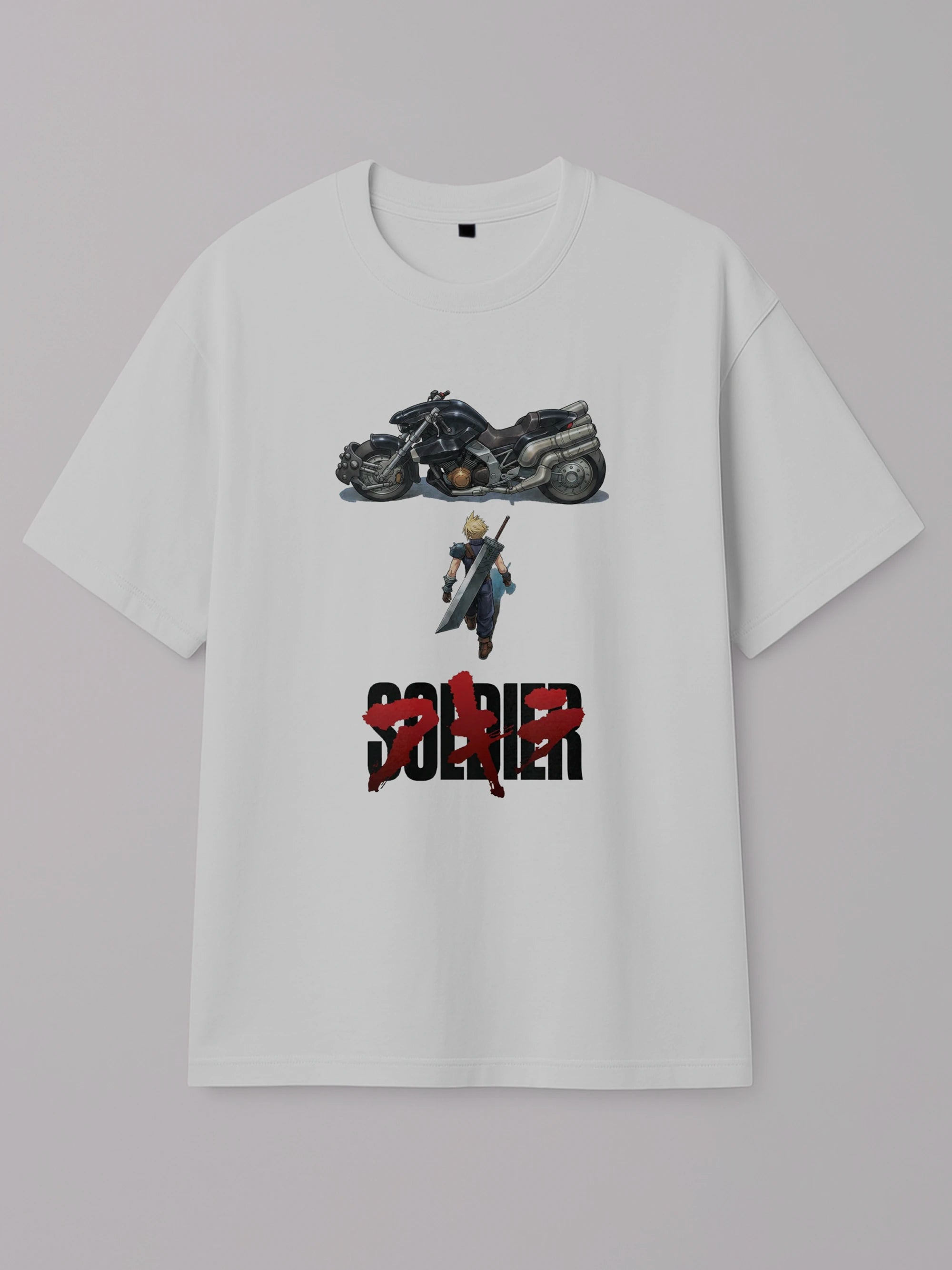 FFVII x Akira - Cloud Strife - Regular/Oversized T-shirt Oversized White by inspire.inc