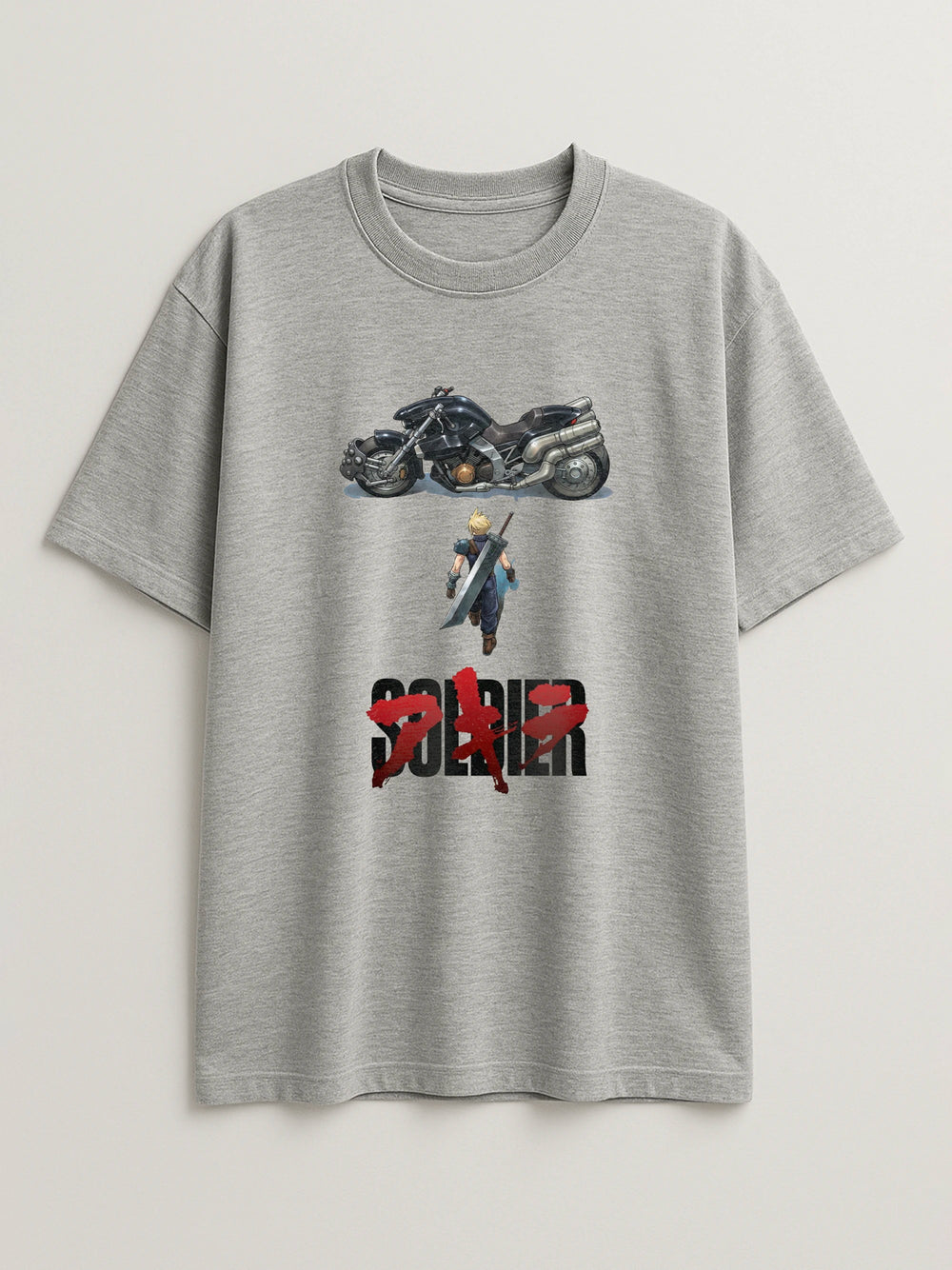 FFVII x Akira - Cloud Strife - Regular/Oversized T-shirt Oversized Light Heather Gray by inspire.inc