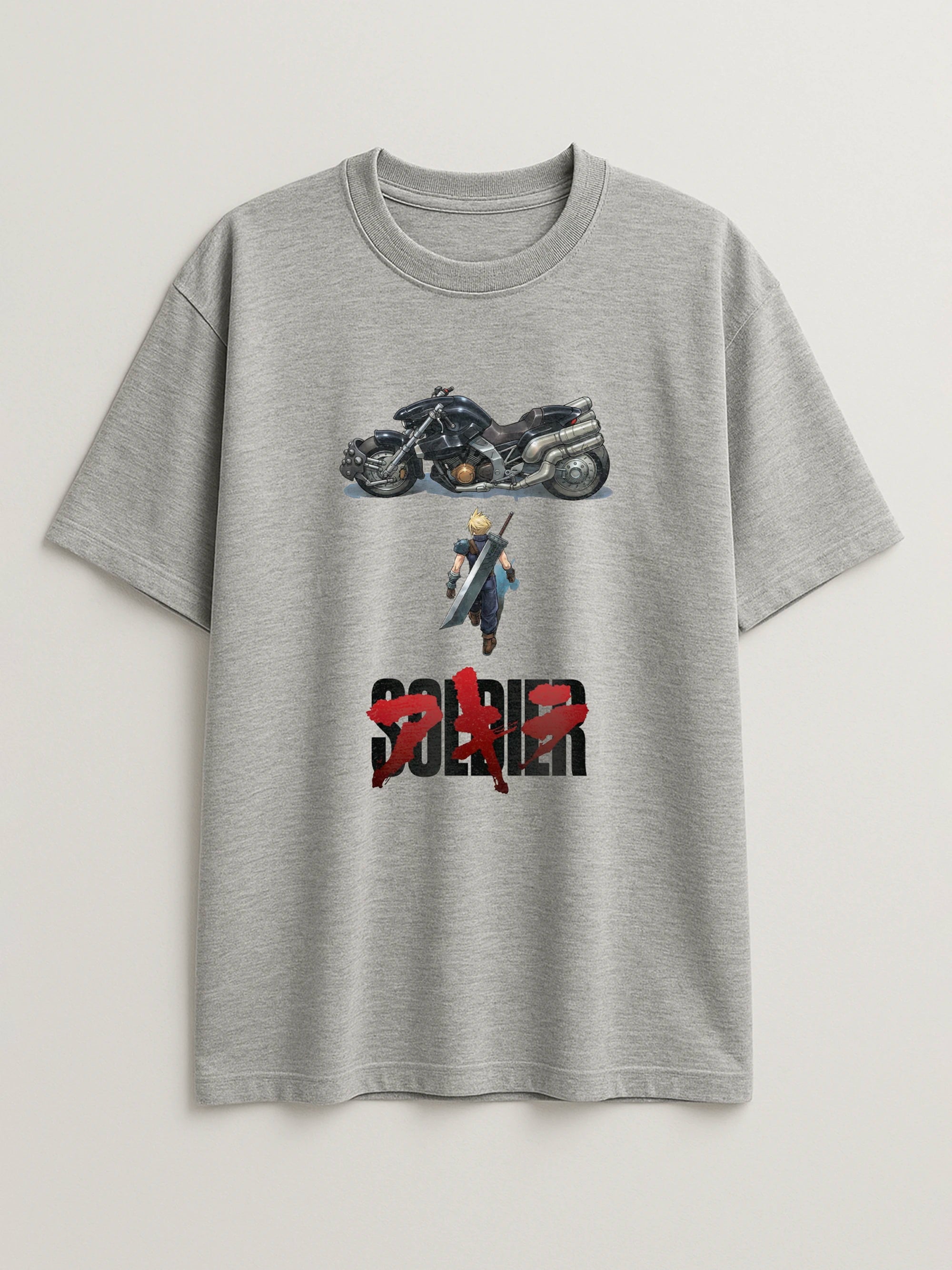 FFVII x Akira - Cloud Strife - Regular/Oversized T-shirt Oversized Light Heather Gray by inspire.inc