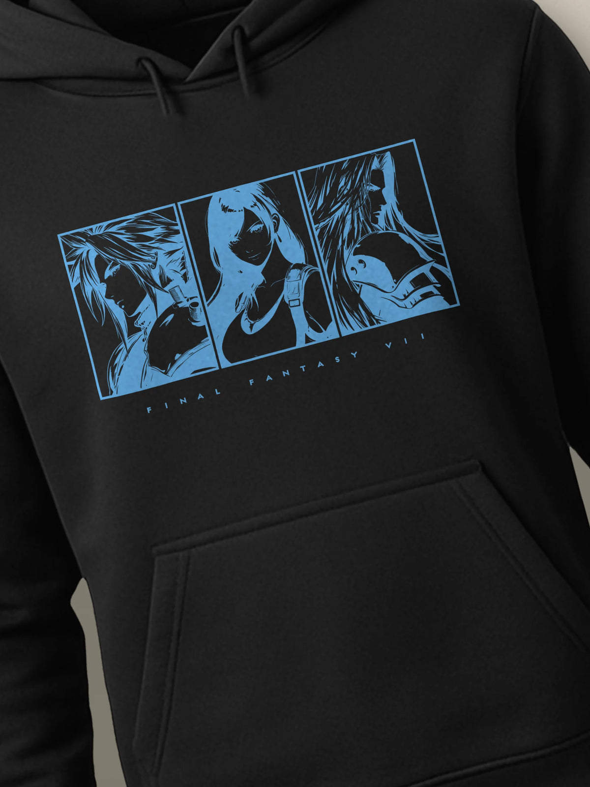 Final Fantasy VII Fated Trio - Hoodie Black close-up by inspire.inc