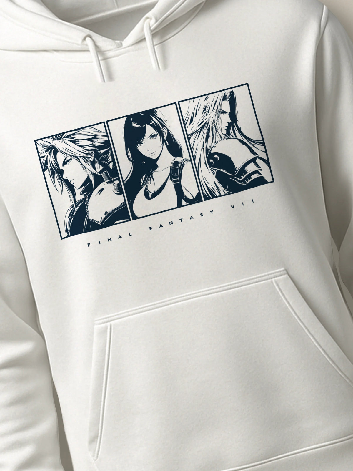 Final Fantasy VII Fated Trio - Hoodie White close-up by inspire.inc
