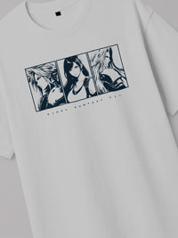 Final Fantasy VII Fated Trio - Regular/Oversized T-shirt White close-up by inspire.inc