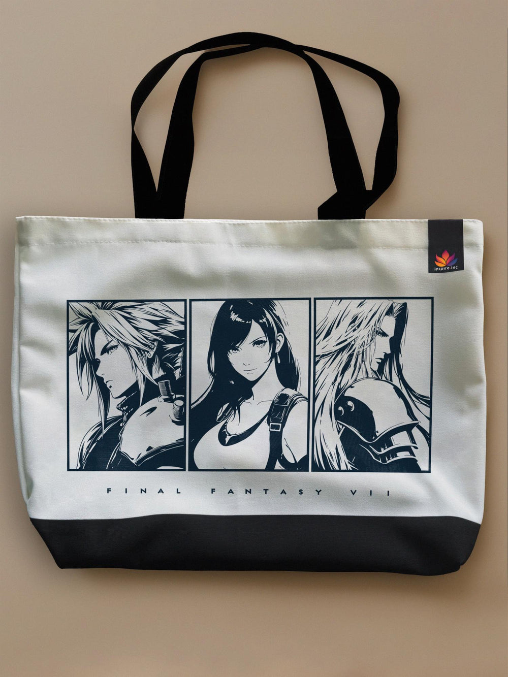 Final Fantasy VII - Trio - Neo Tote Bag White Front Only by inspire.inc