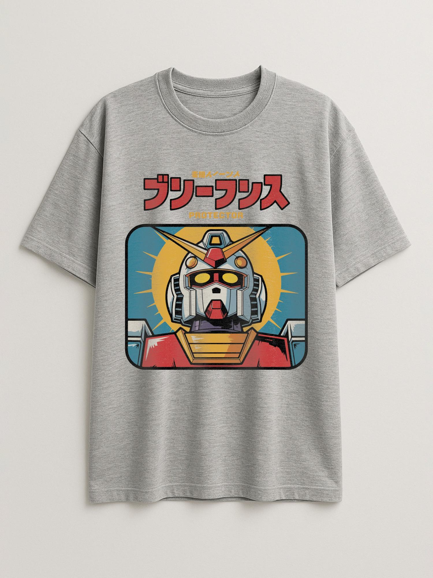 Gundam - The Protector - Regular/Oversized T-shirt Oversized Light Heather Gray by inspire.inc