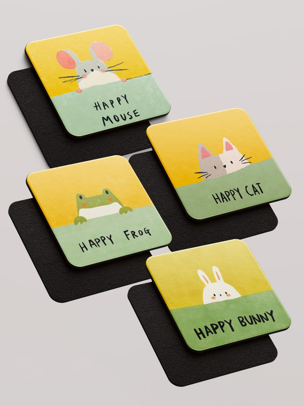 Happy Animals - Pack of 4 Coasters by inspire.inc