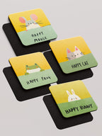 Happy Animals - Pack of 4 Coasters by inspire.inc
