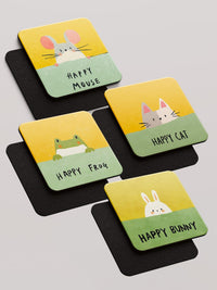 Happy Animals - Pack of 4 Coasters by inspire.inc