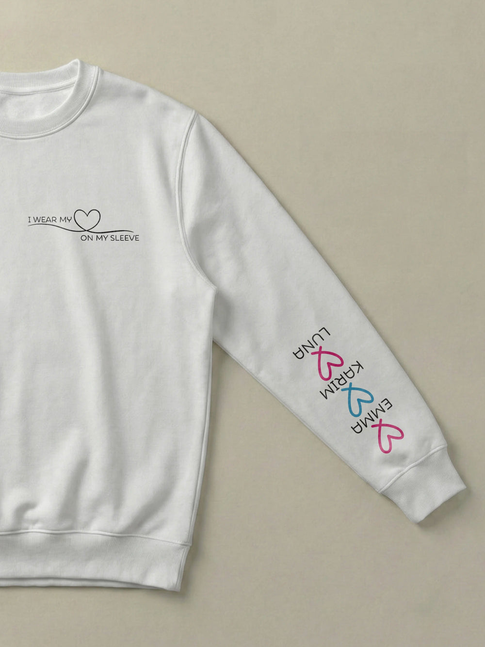 Heart Sleeve - Regular/Oversized Sweatshirt Regular Fit White by inspire.inc