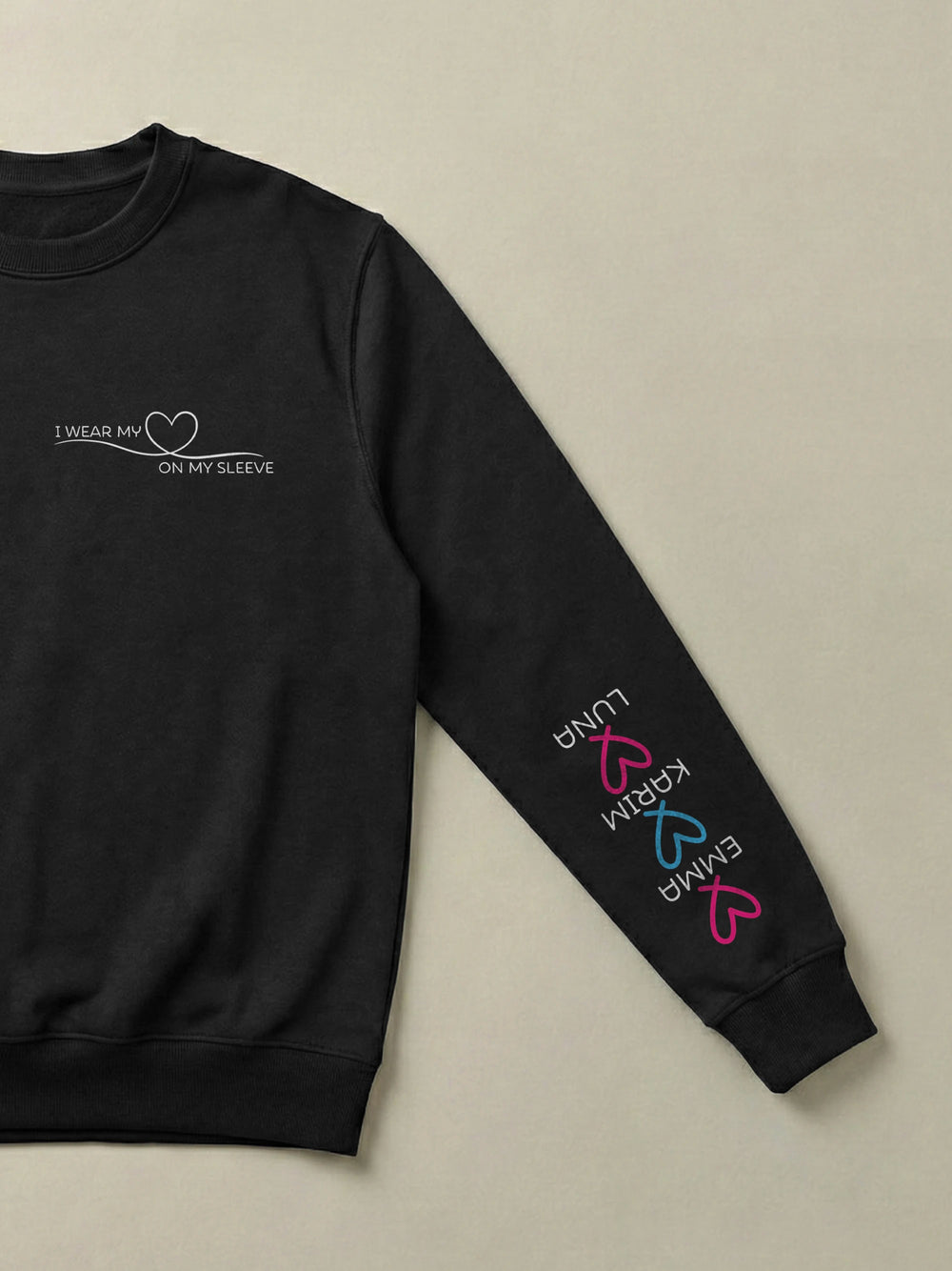 Heart Sleeve - Regular/Oversized Sweatshirt Regular Fit Black by inspire.inc