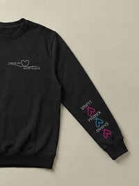 Heart Sleeve - Regular/Oversized Sweatshirt Regular Fit Black by inspire.inc