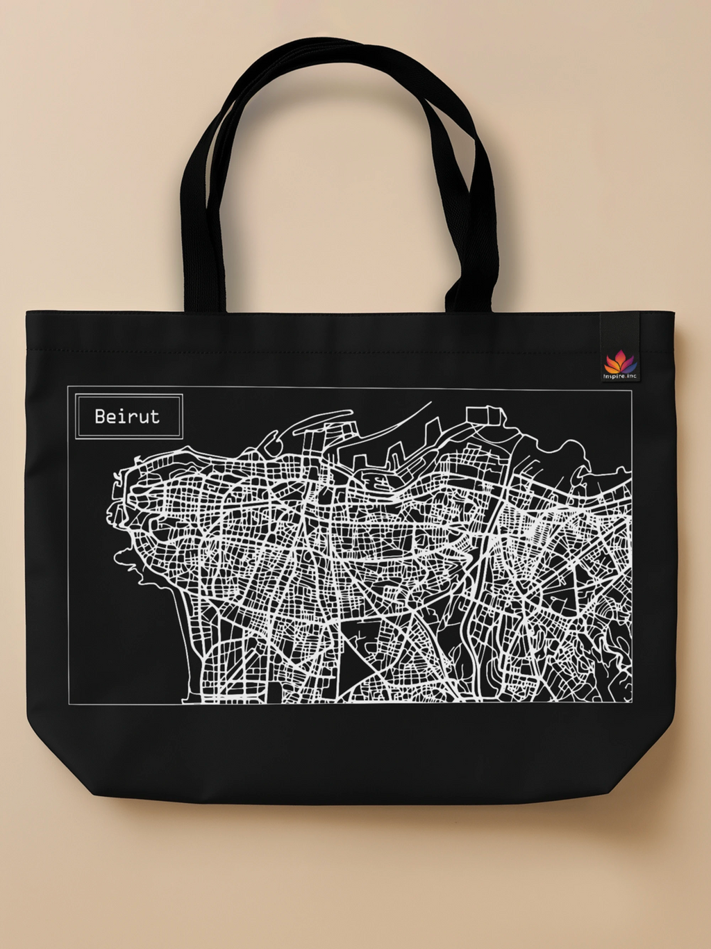 Mapped Out - Neo Tote Bag Black Front Only by inspire.inc