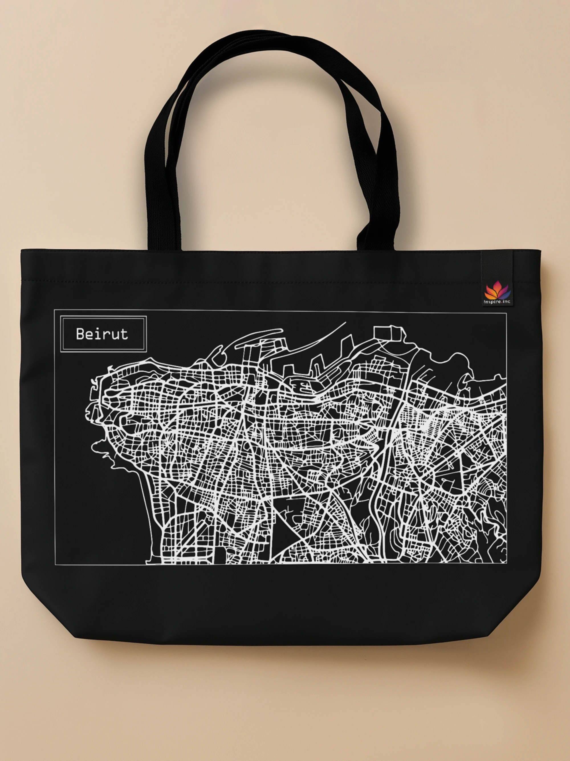 Mapped Out - Neo Tote Bag Black Front Only by inspire.inc