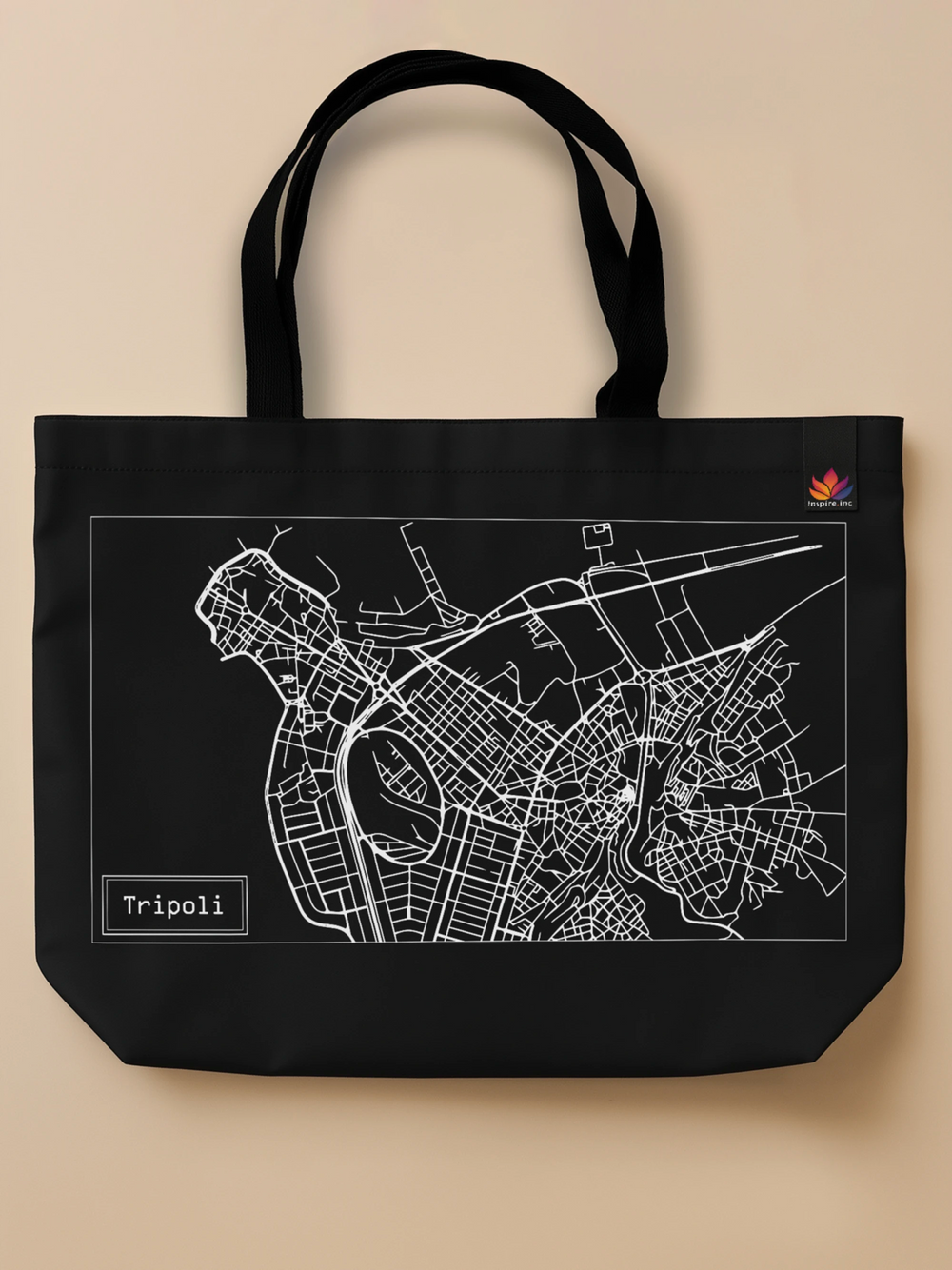 Mapped Out - Neo Tote Bag Black Front Only by inspire.inc