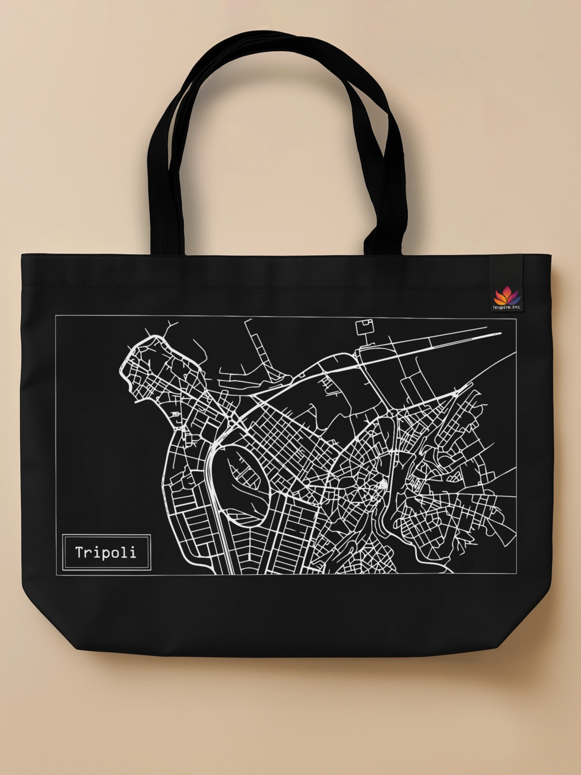Mapped Out - Neo Tote Bag Black Front Only by inspire.inc