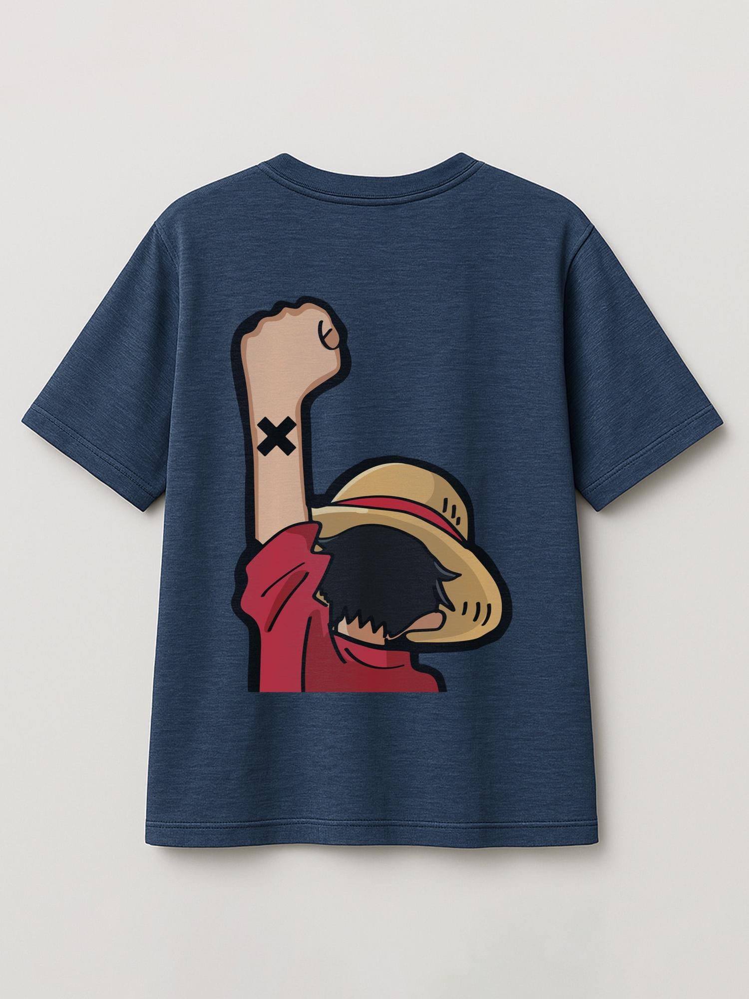 One Piece - Luffy Fist - Regular/Oversized T-shirt Oversized Heather Blue by inspire.inc