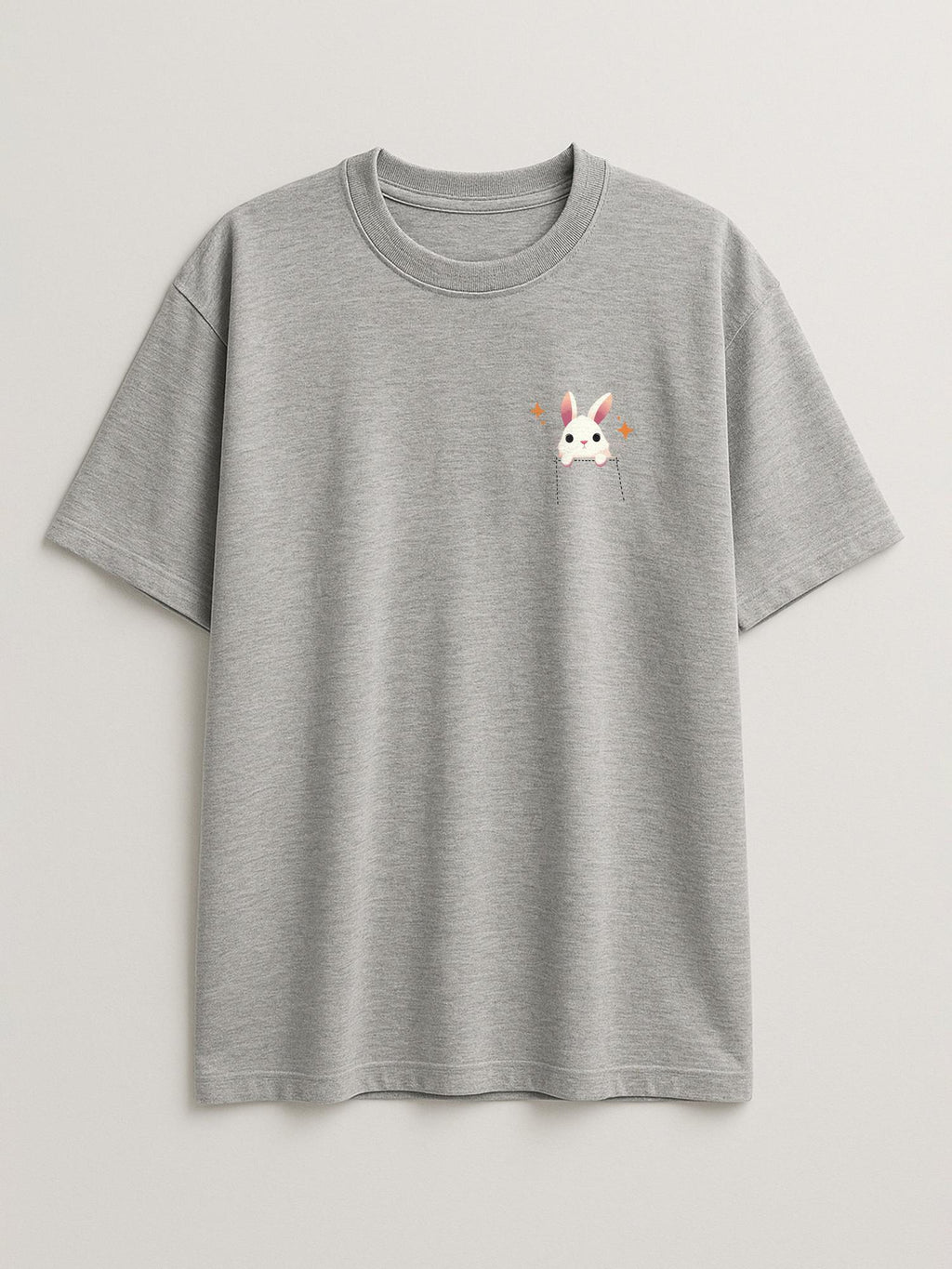 Pocket Bunny - Regular/Oversized T-shirt Oversized Light Heather Gray by inspire.inc