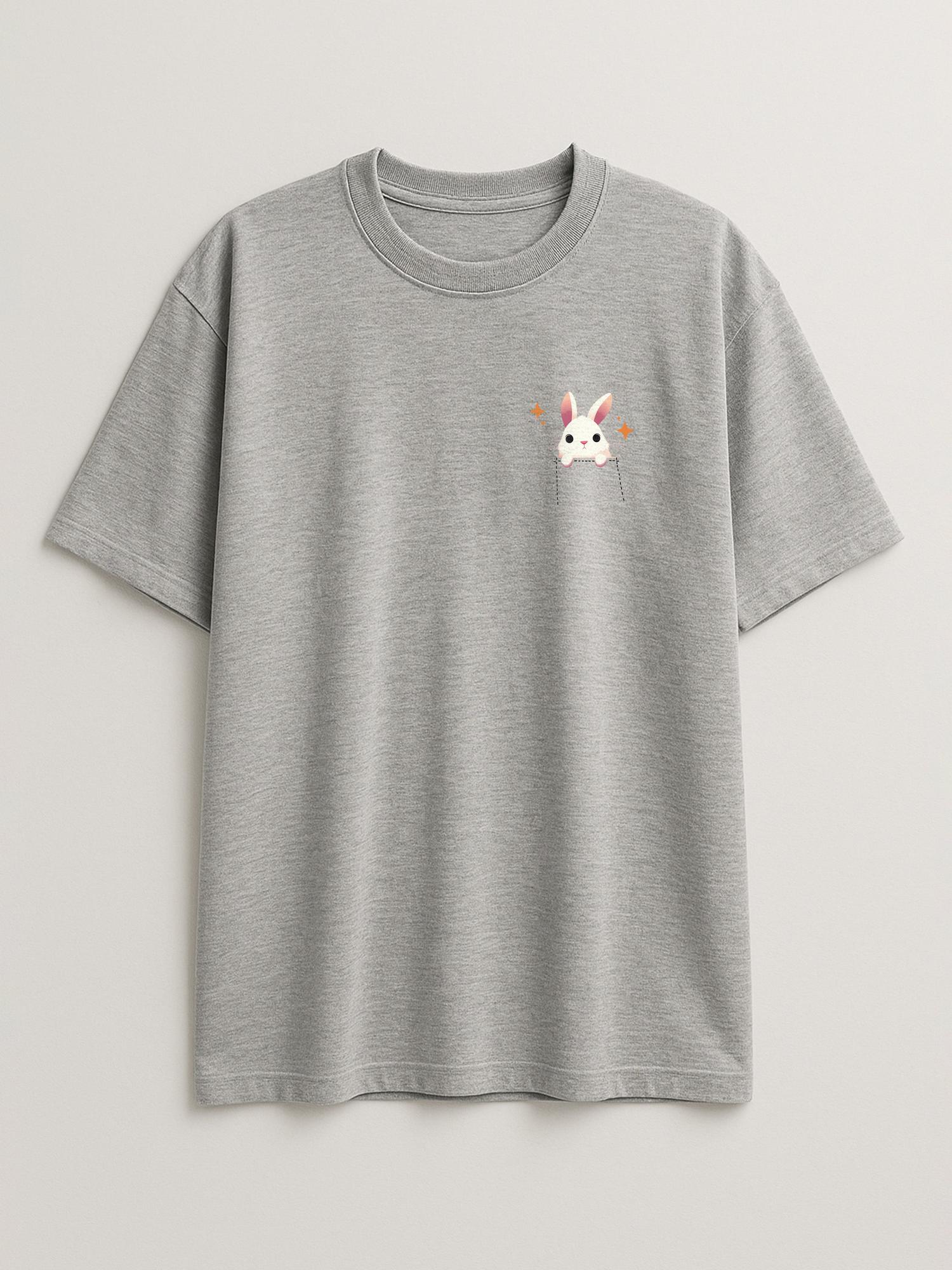 Pocket Bunny - Regular/Oversized T-shirt Oversized Light Heather Gray by inspire.inc