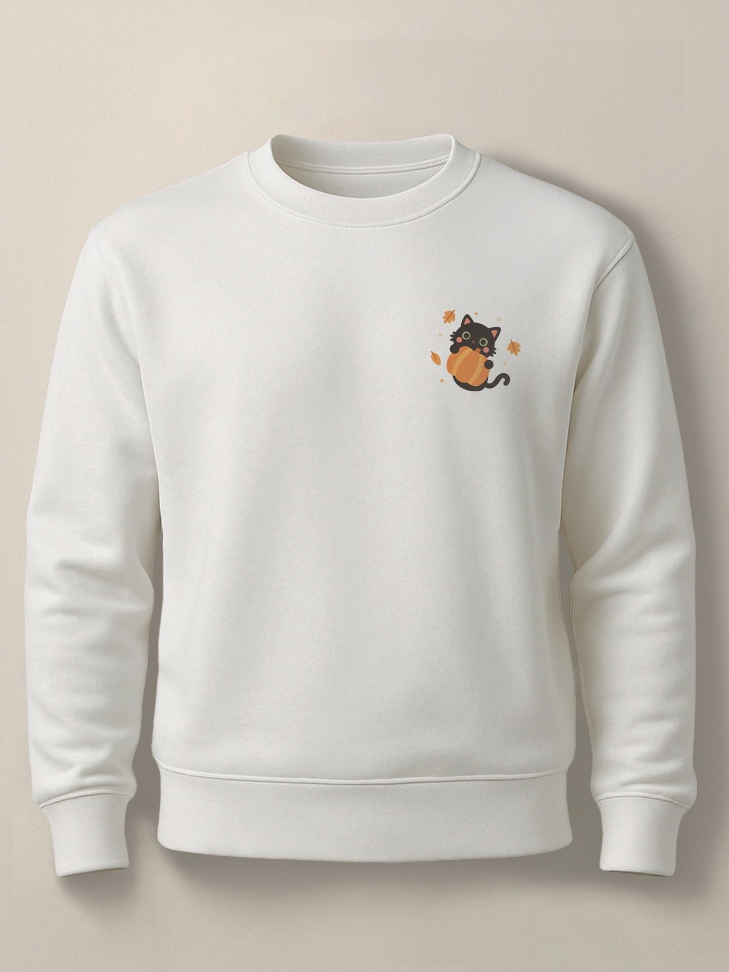 Pumpkitty - Unisex Regular/Oversized Sweatshirt Regular White by inspire.inc